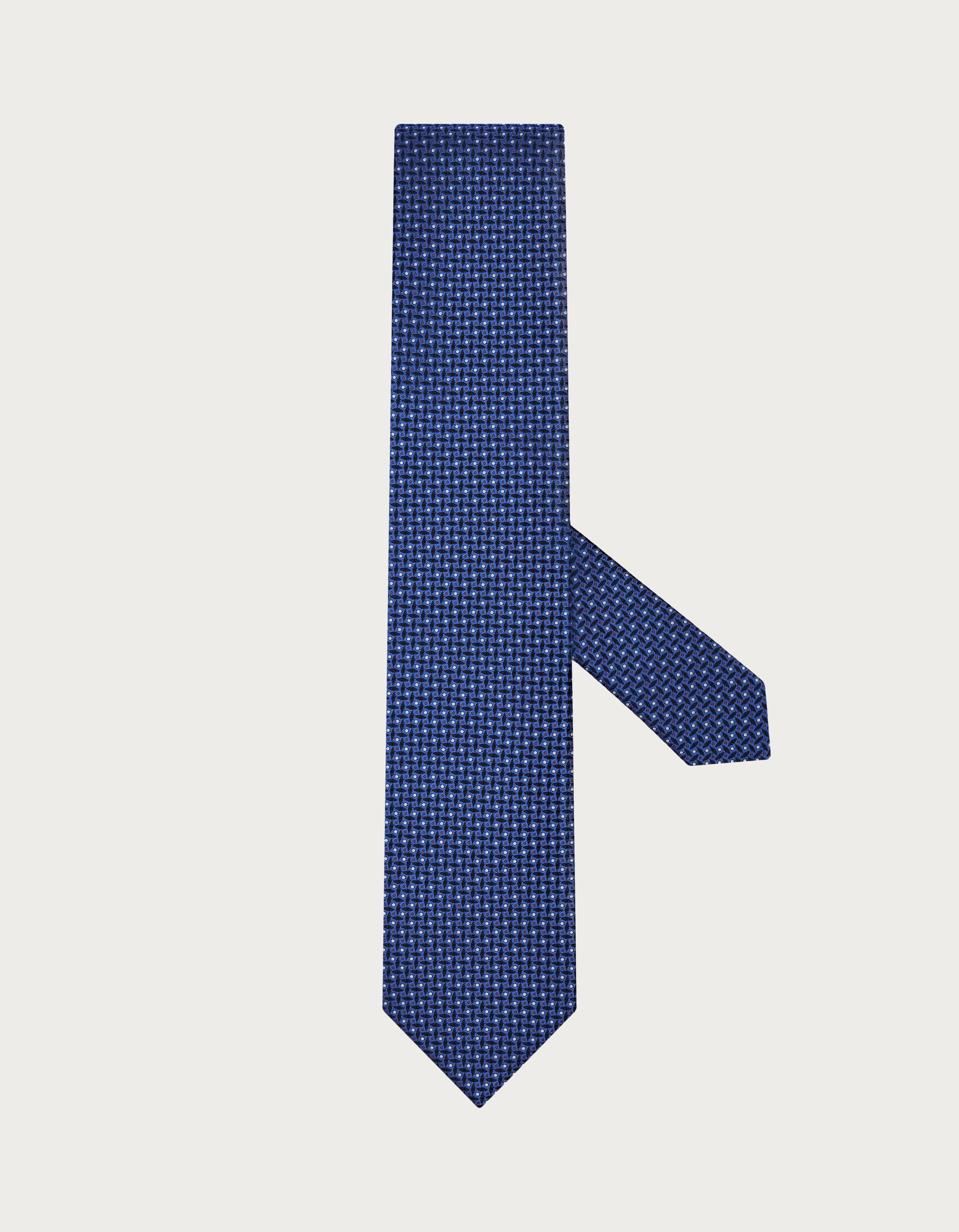 Blue micro pattern silk men's tie_70-HJ04237-4
