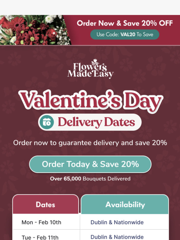 Valentine’s Delivery Dates 📅🌹🌹