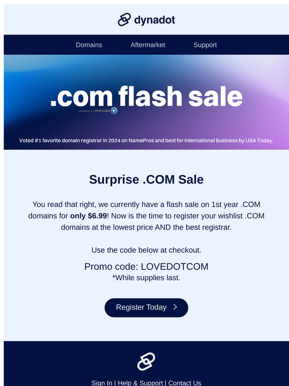 🚨 $6.99 .COM Flash Sale!