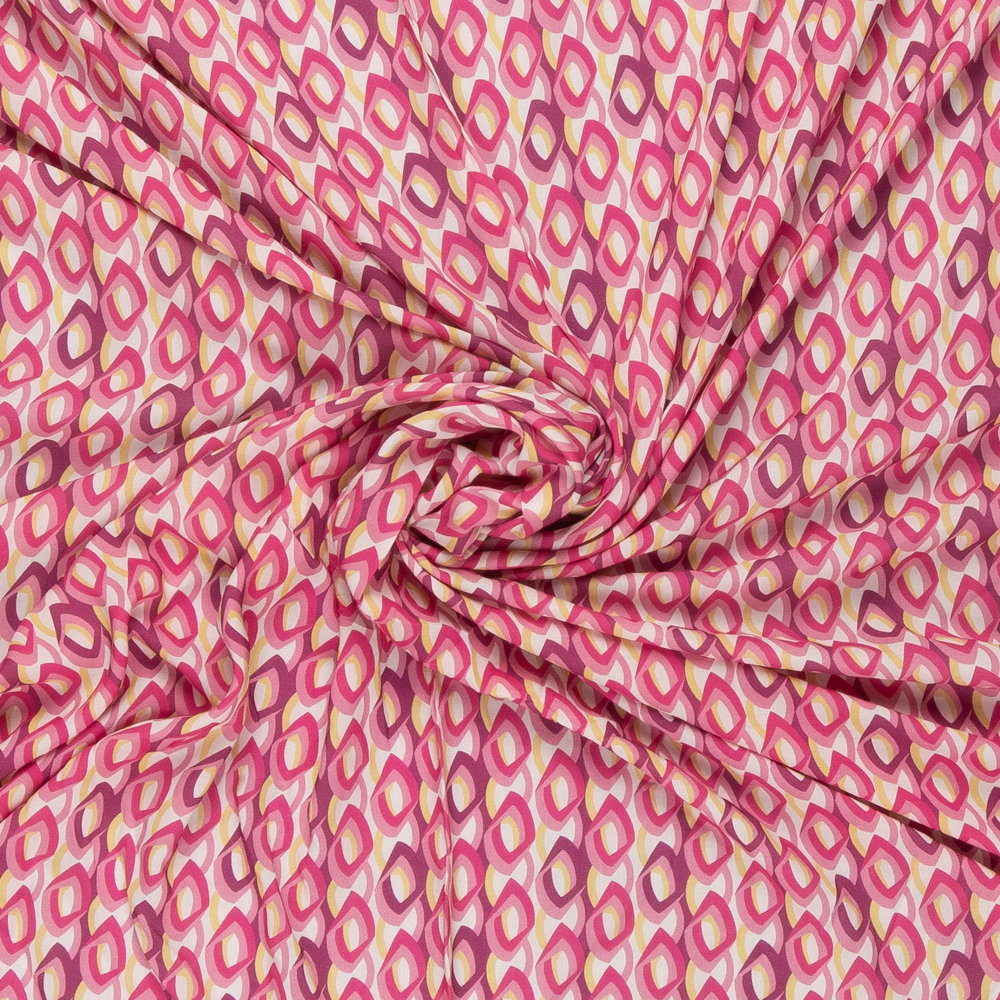 room viscose met roze geel abstract dessin italiaans import