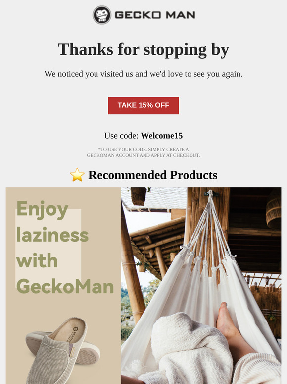 Just for you: 15% off your purchase.  🐊