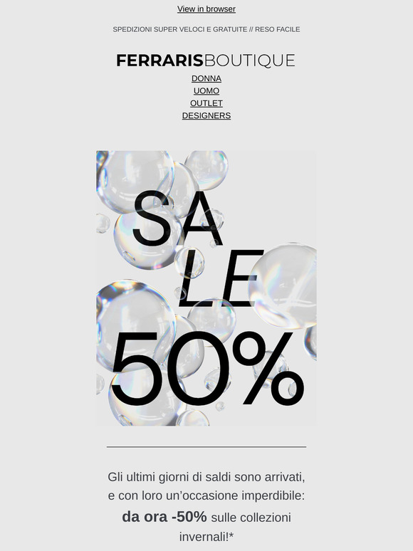 ⚡Ultima chiamata: saldi al 50%! ⚡