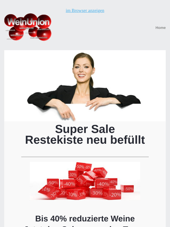 bis 40% reduzierte Weine in der neu befüllten Restekiste