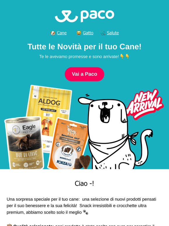 Guarda le novità di Paco per il tuo cane 🐶