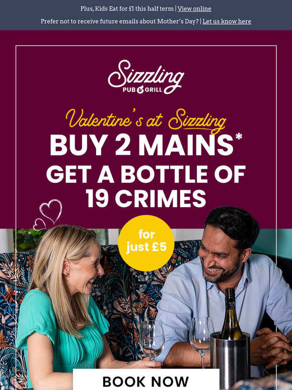 Let love sizzle this Valentine's - a bottle of wine for £5 ❤