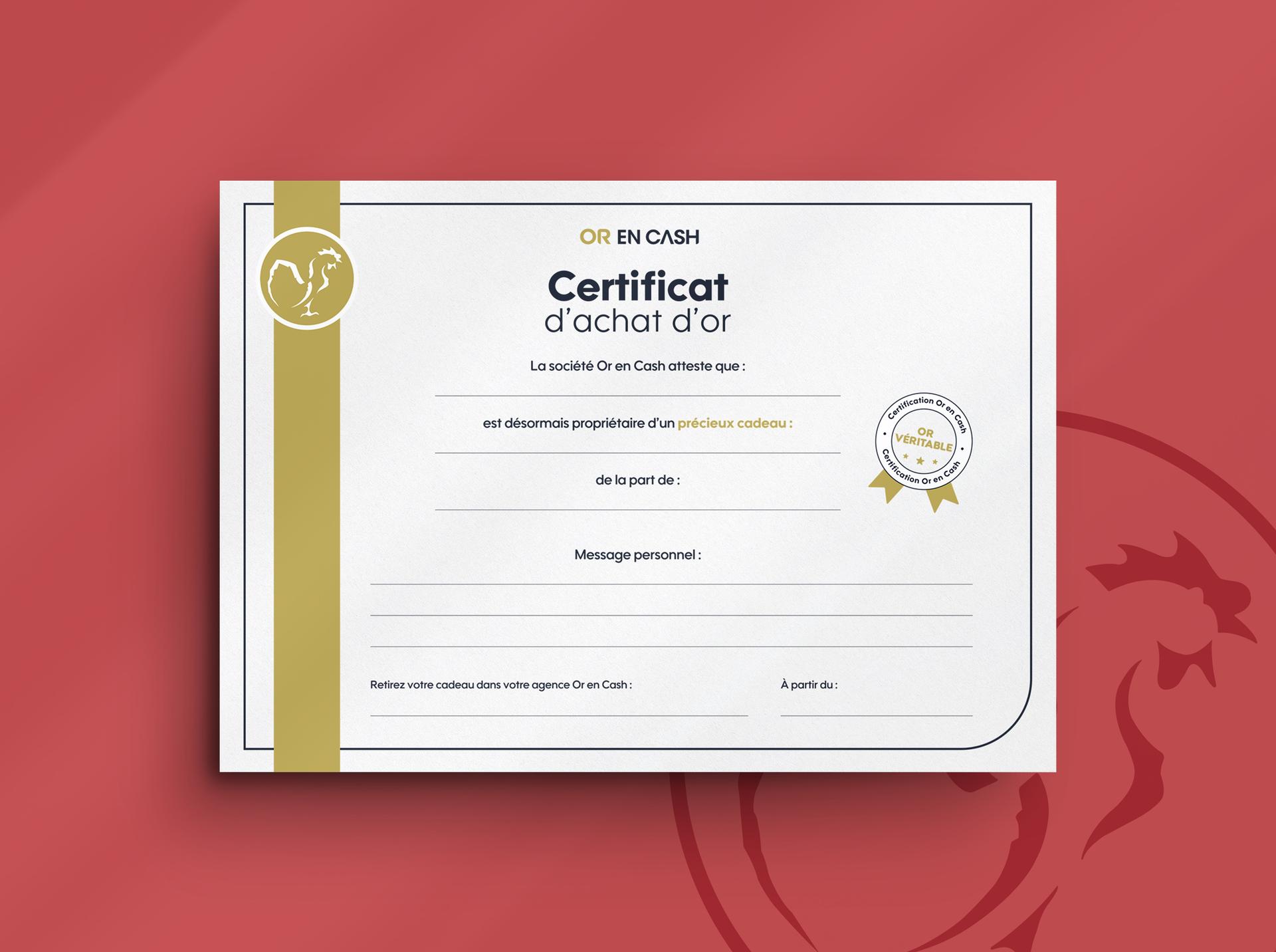 Repartez avec votre certificat d’achat d’or