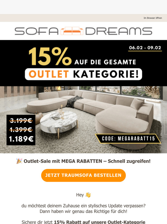 💥 15% Rabatt auf alle Outlet Möbel!