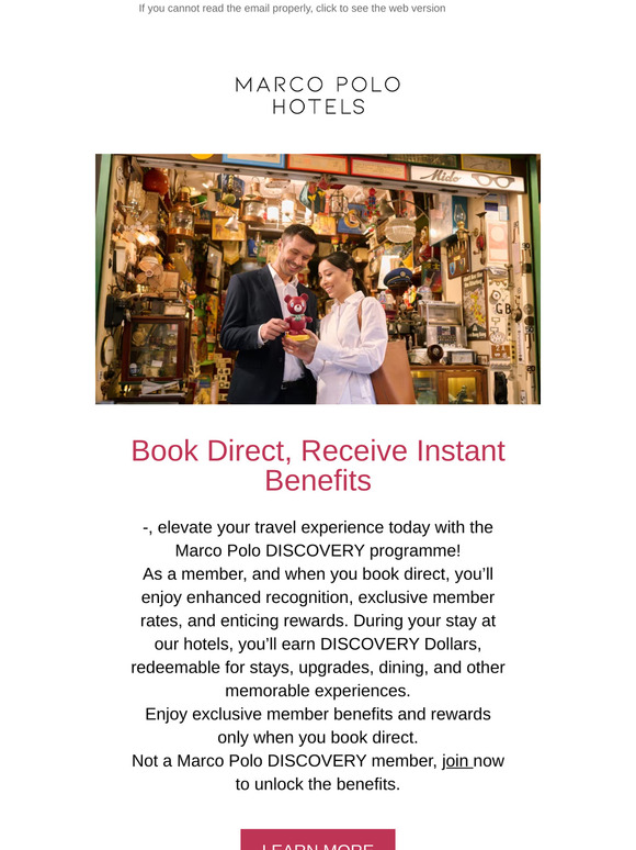 Book Direct, Receive Instant Benefits