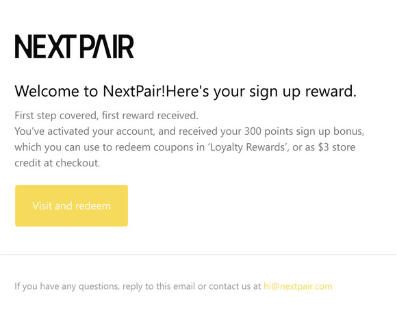 Welcome to NextPair! Here's your sign up reward.