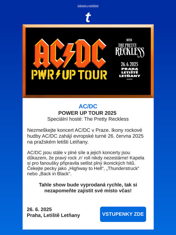 💥 AC/DC - VSTUPENKY PRÁVĚ TEĎ V PRODEJI!