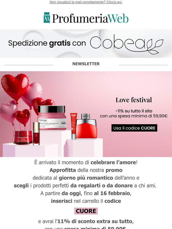 💕 -11% su TUTTO per San Valentino