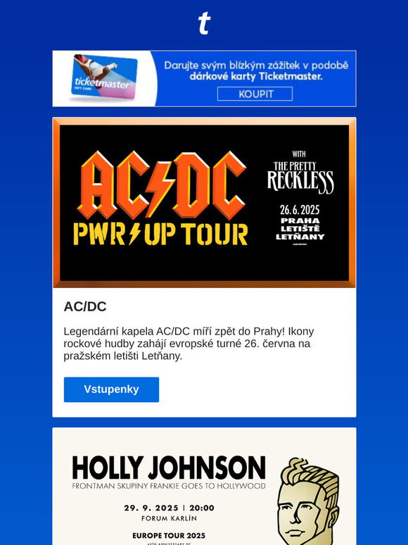 AC/DC | Holly Johnson | Poukázka na dobro |  Fight Night Challenge 9 | a další akce na Ticketmaster