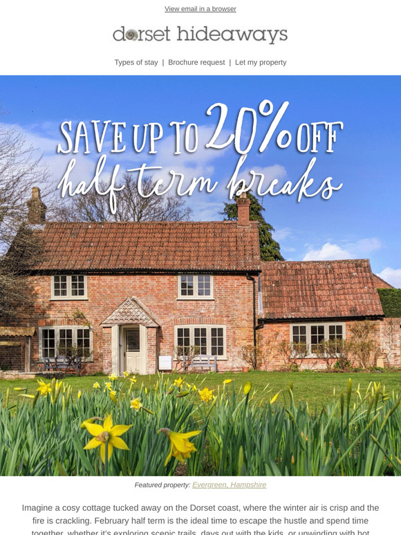 Save up to 20% on half term breaks!