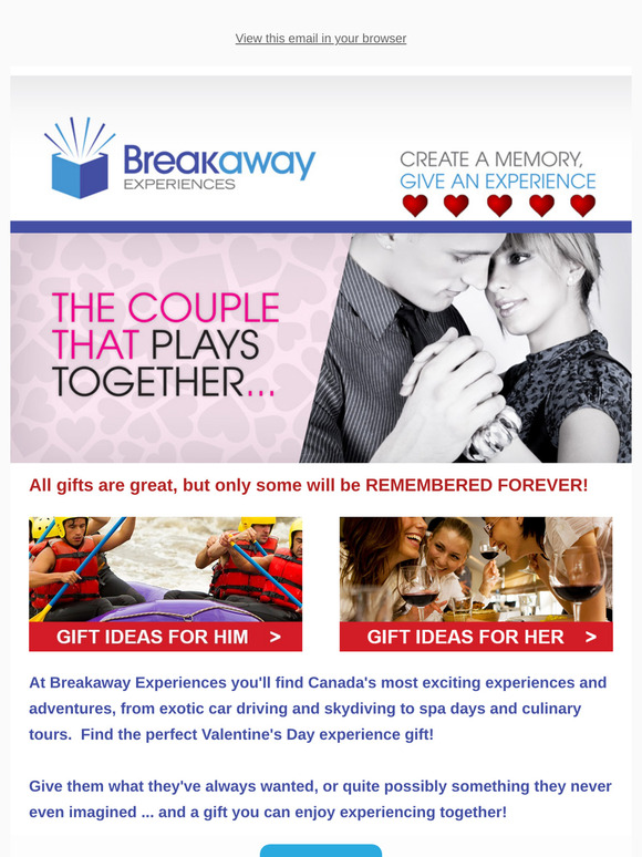 This Valentine's Day, create a memory...give an experience.