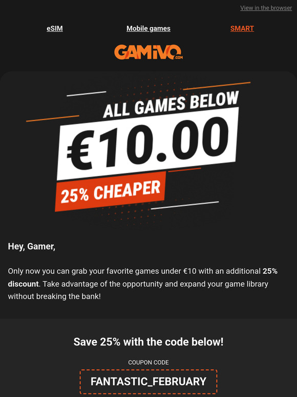 Kick off your February gaming sessions with a 25% discount!