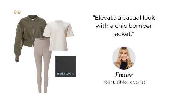 Elevate a casual look with a chic bomber jacket. Emilee Your Dailylook Stylist