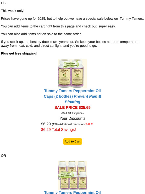 Sale on Tummy Tamers! Cart is open!