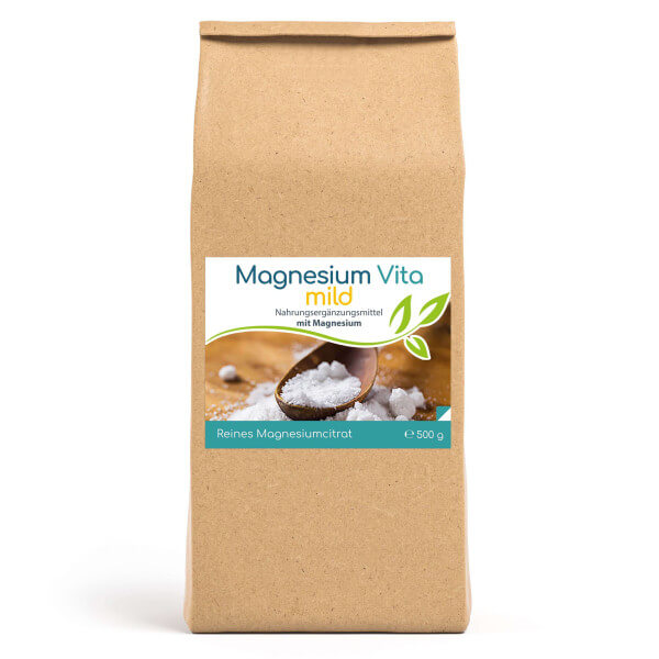 Image of Magnesiumcitrat Vita 'mild' | 500g Pulver im Vorratsbeutel
