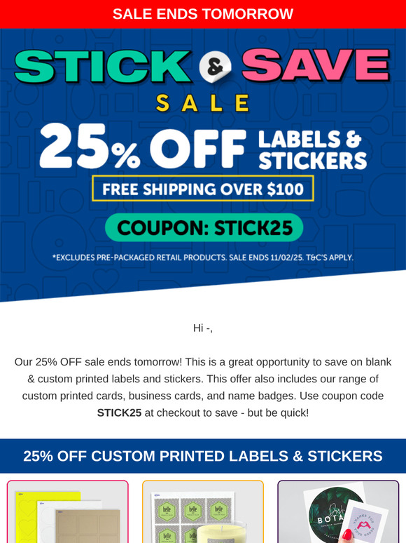 25% Off Sale - Ends Tomorrow