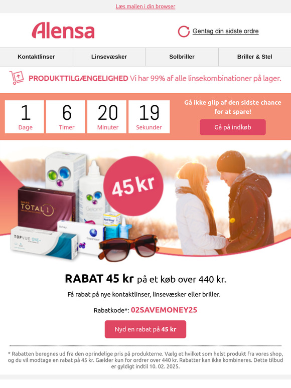 ⌛ Kun indtil i morgen – SPAR 45 kr på hele dit køb.