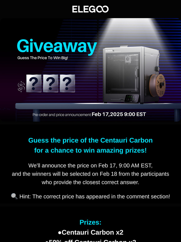Guess the Price of Centauri Carbon & Win Big!