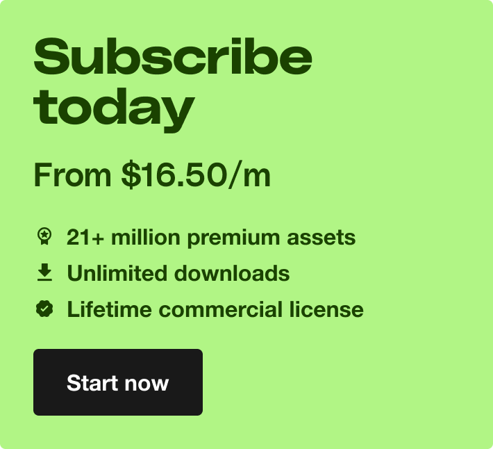 Subscribe today. From $16.50/m. 20+ million premium assets. Unlimited downloads. Lifetime commercial license. Start now