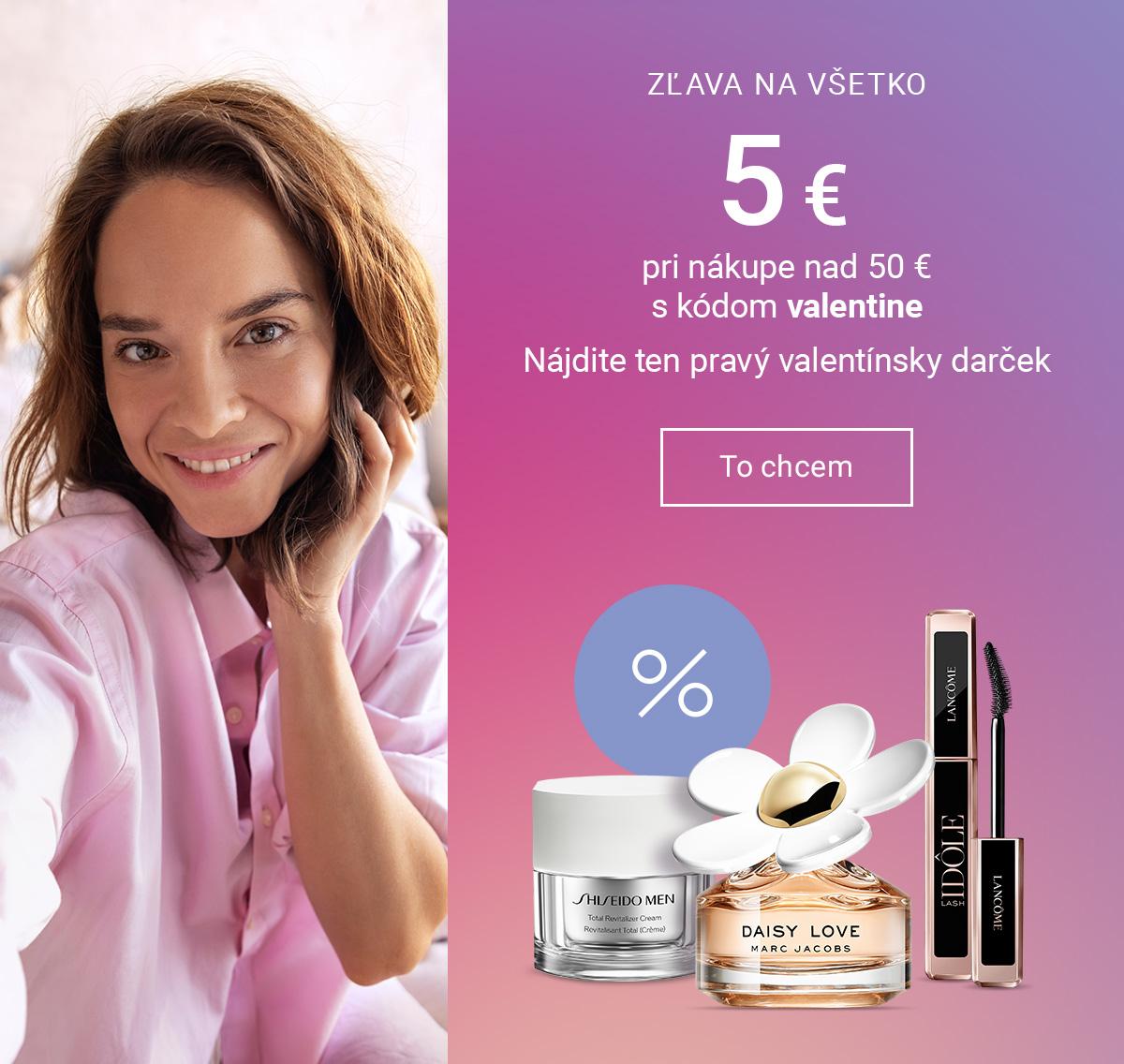 Zľava 5 € pri nákupe nad 50 € s kódom valentine