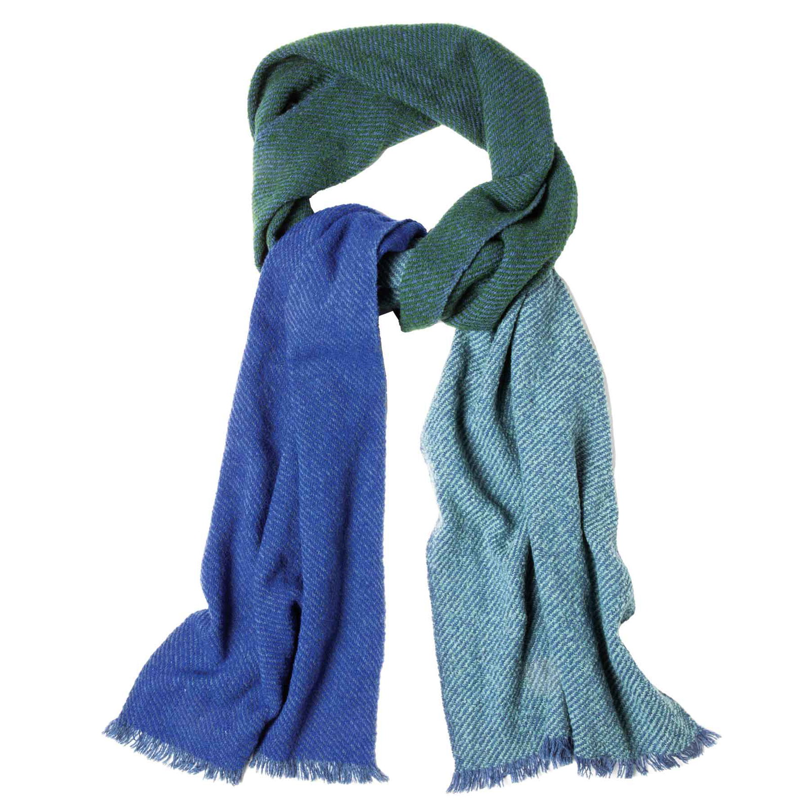 Image of Wool Color Block Scarf- Blue and Green