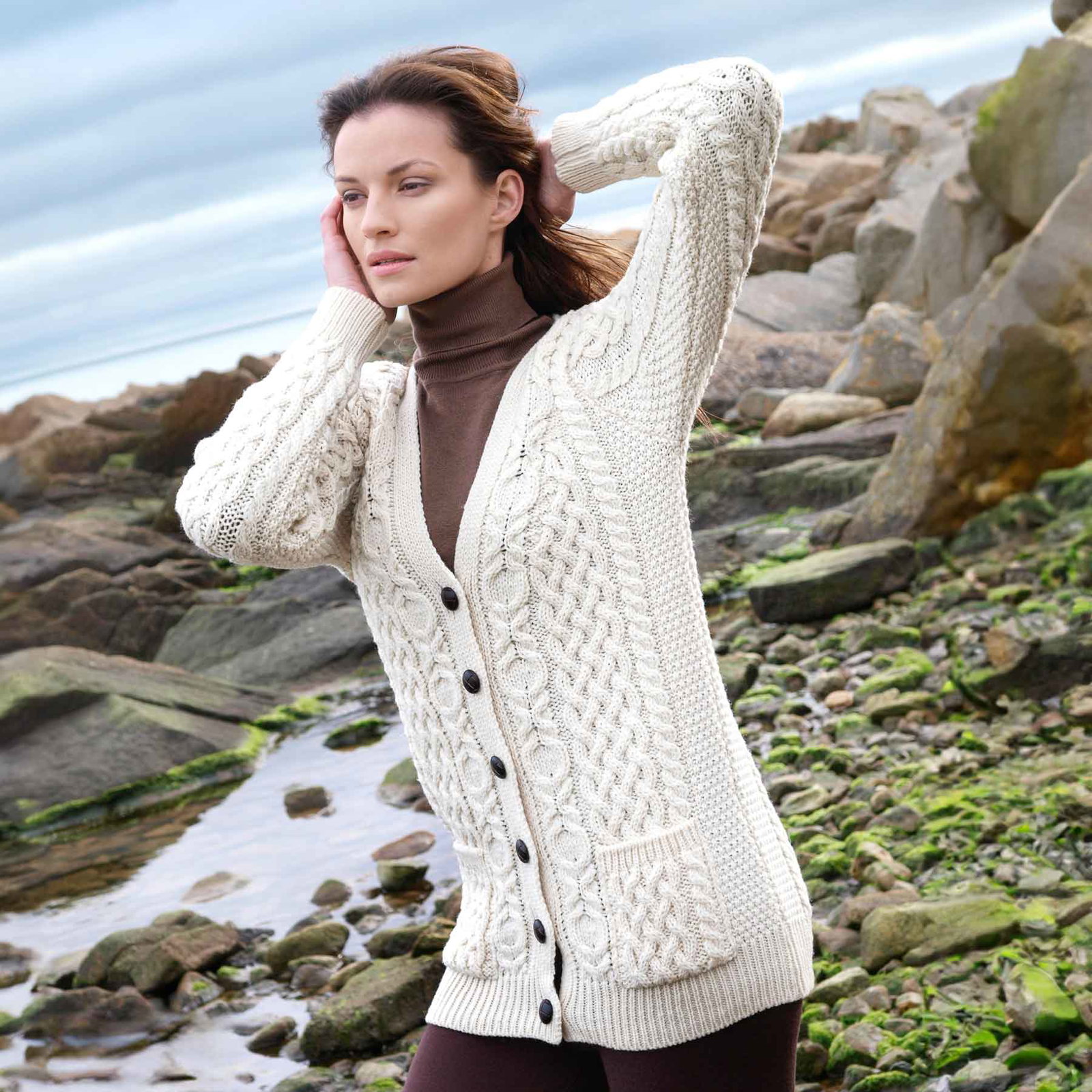 Image of Adare Boyfriend Button Up Cardigan - Natural