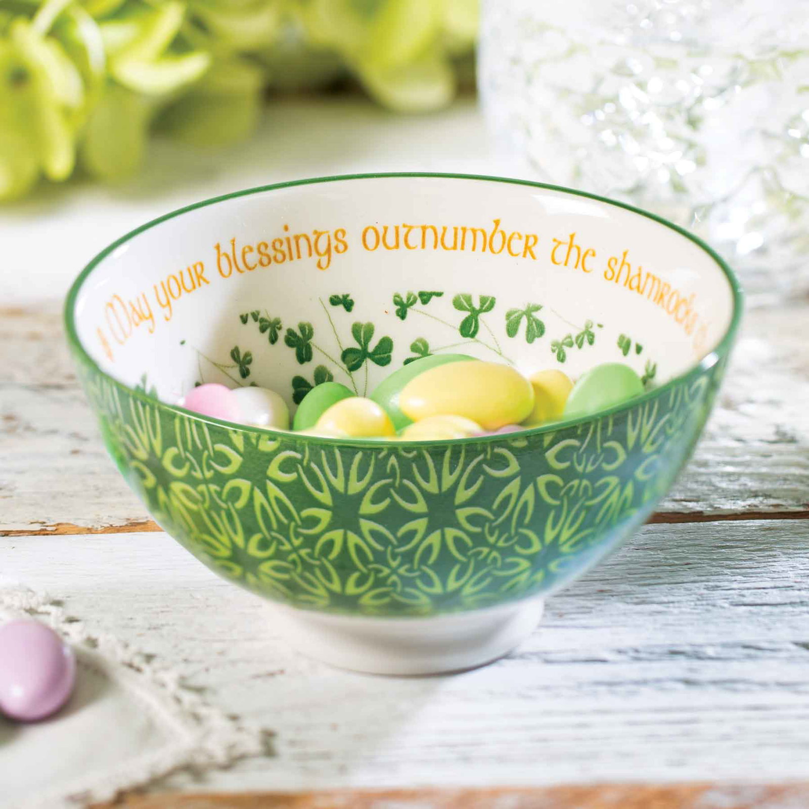 Image of Irish Blessings Shamrock Bowl by Royal Tara