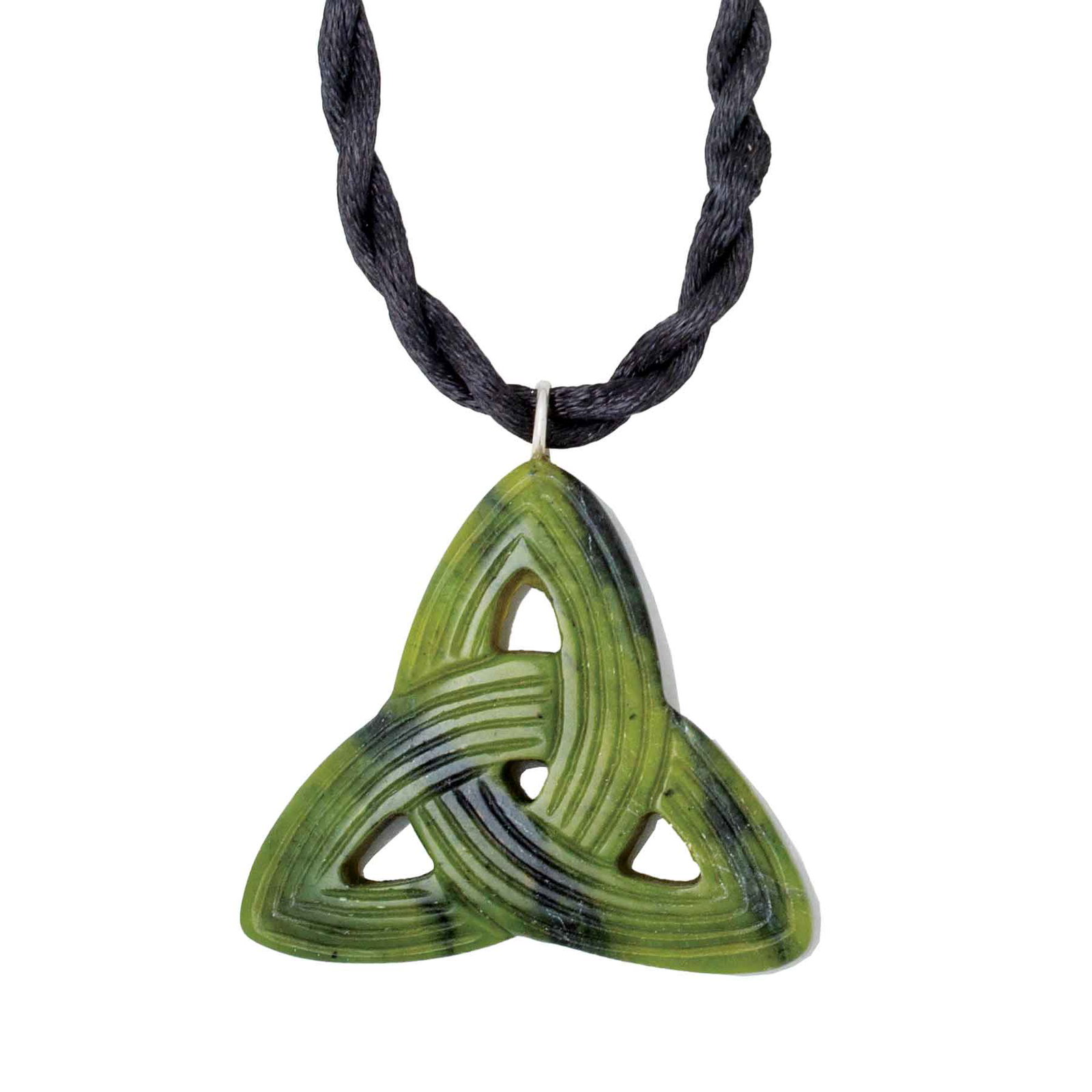 Image of Connemara Marble Carved Trinity Knot Pendant Necklace
