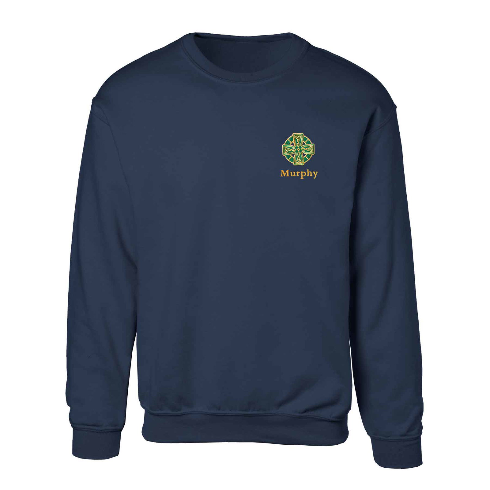 Image of Celtic Cross Embroidered Personalized Sweatshirt- Navy