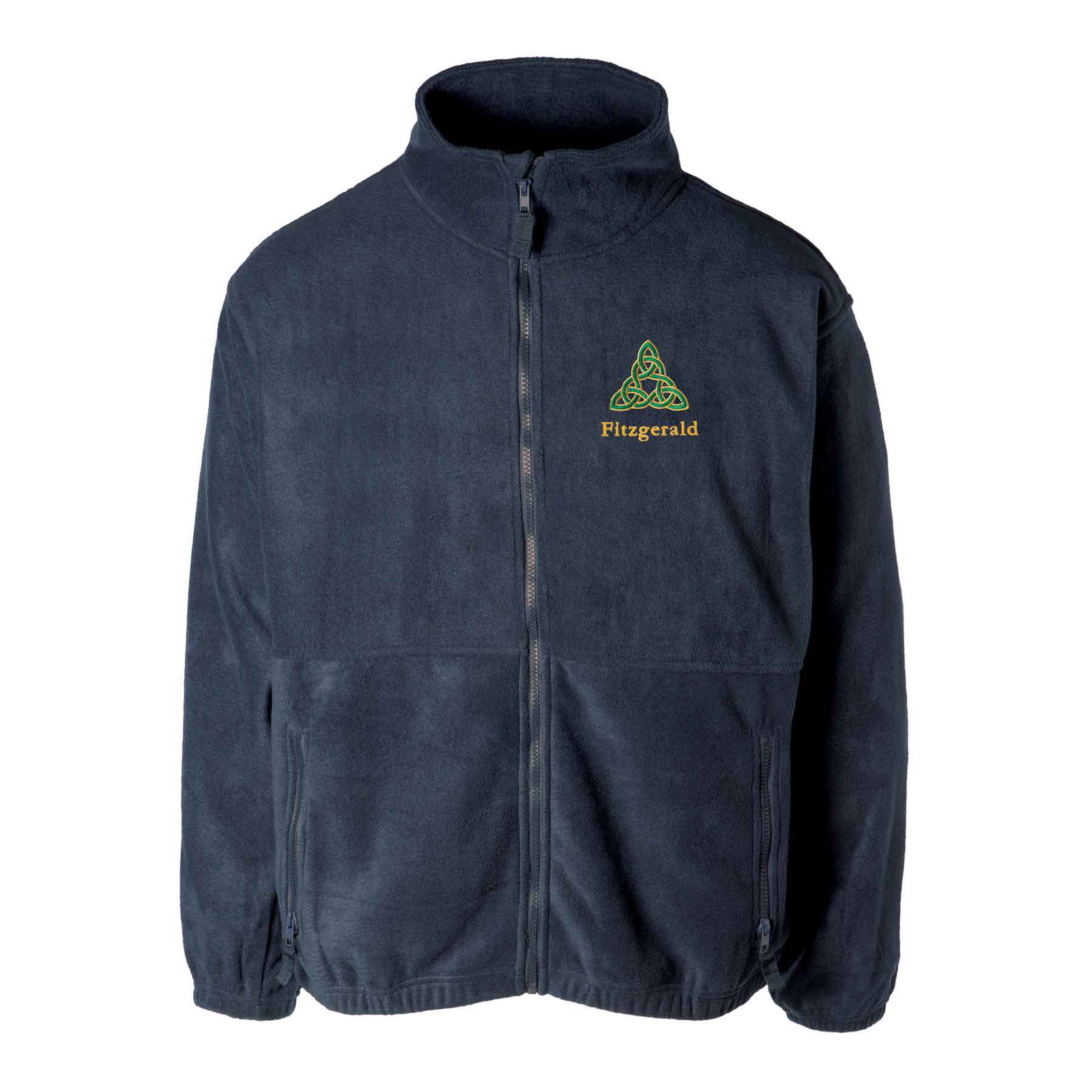 Image of Celtic Triangle Knot Embroidered Personalized Fleece Full Zip- Navy
