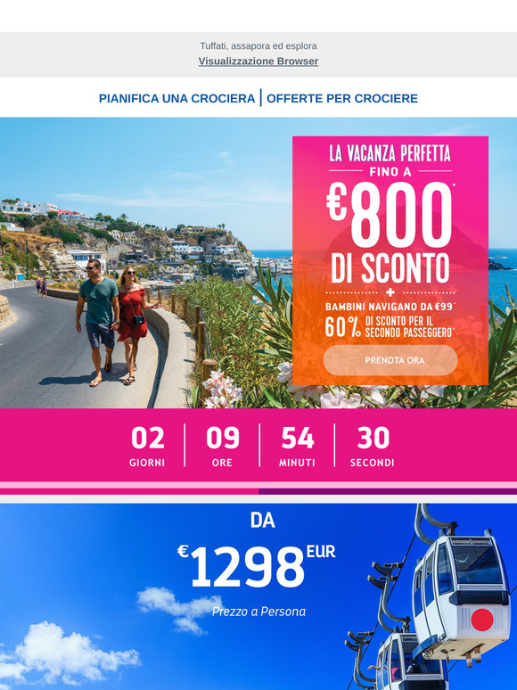 Pianifica ora la tua vacanza estiva e risparmia fino a 800 €