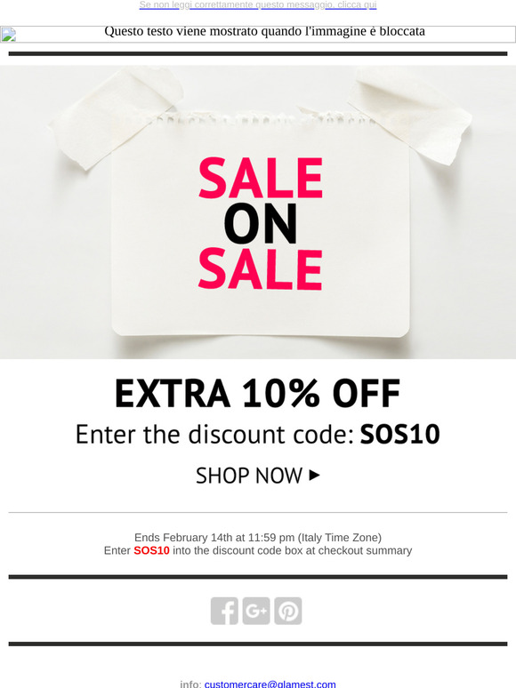 Sale on Sale: EXTRA 10% off valid on Final Sale