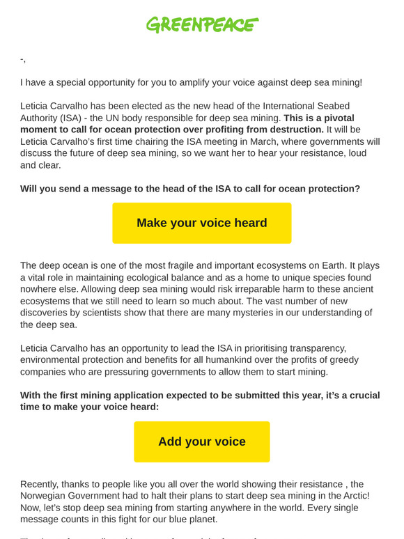 — make your voice against deep sea mining heard