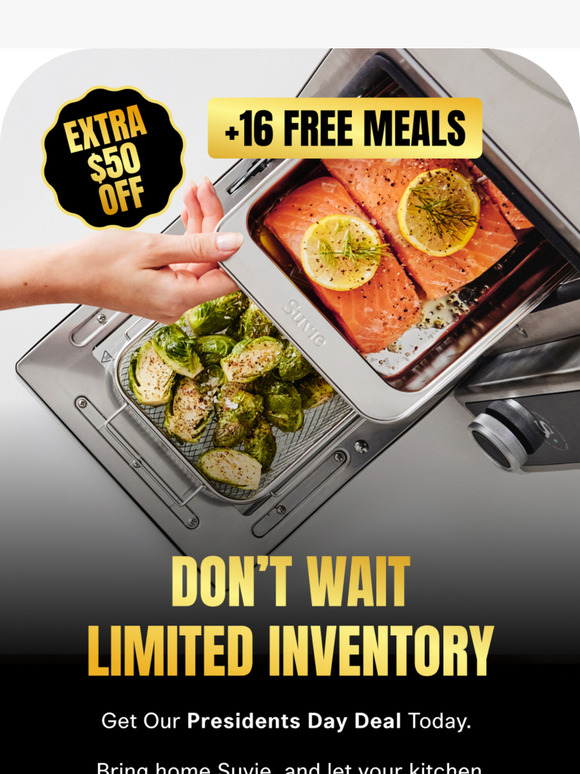 Presidents Day Deal: 16 Free Meals + Extra $50 Off Suvie!