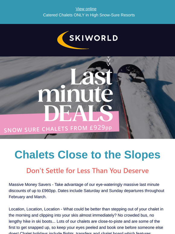 Last Minute Ski Deals From £929pp! | 2m+ Snow Base in Many Resorts