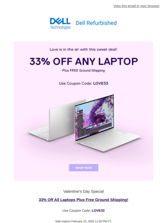 ❤️ Sweet Savings: 33% Off Laptops for Valentine's Day!