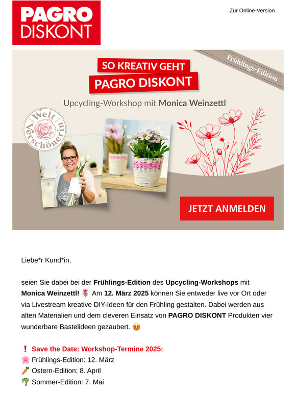 Limitierte Plätze! Der Bastelworkshop mit Monica Weinzettl wartet auf Sie! 🌷