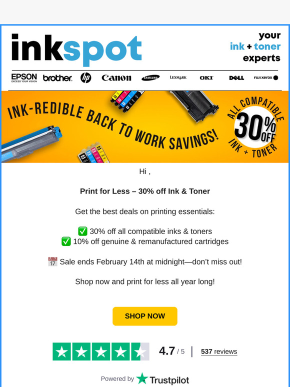 Print for Less: 30% off Ink & Toner