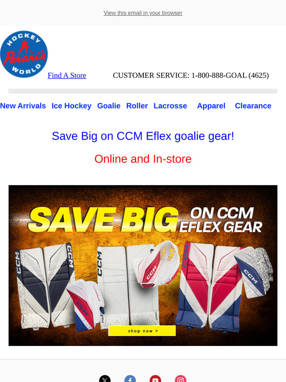 Save big on CCM Eflex Goalie Gear!