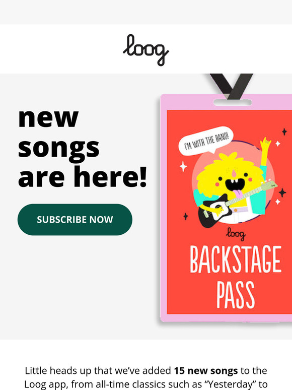 15 new songs added to the Loog app!