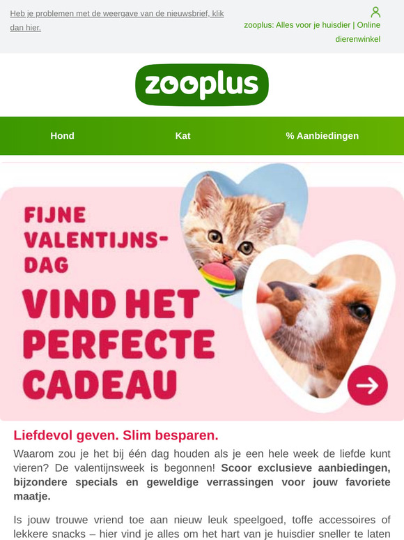 🐾❤️ Profiteer van de valentijnsdeals voor jouw maatje