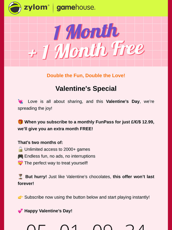 💖 Valentine's Special: Buy 1 Month, Get 1 FREE!
