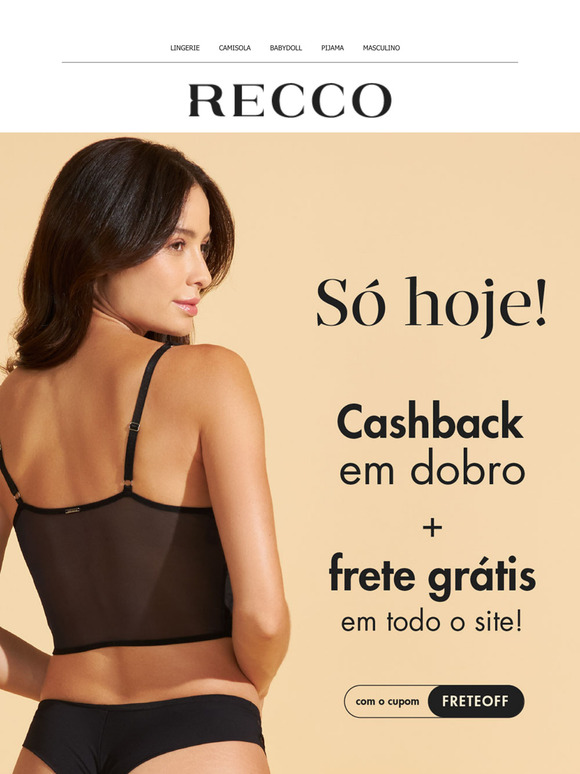Cashback em dobro + frete grátis em todo o site! ✨