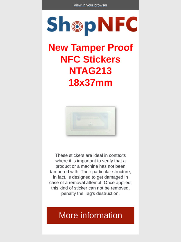 New Tamper Proof NFC Stickers