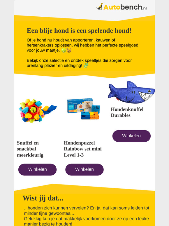 Het leukste hondenspeelgoed wacht op je! 🐾