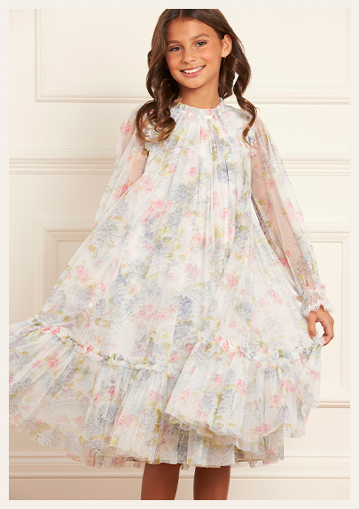 Hydrangea Long Sleeve Kids Dress