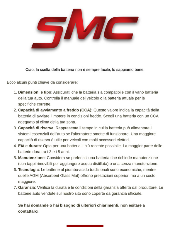 Ti serve aiuto sulla scelta della batteria?